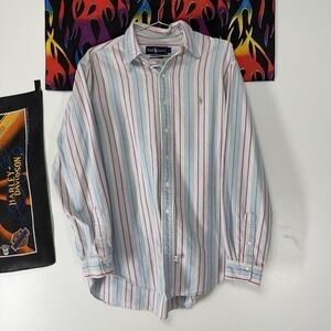 Polo Ralph Lauren Pastel Stripe Button Up Shirt Mens Size L 100% Cotton
